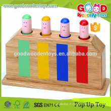 Le bois massif standard de l&#39;UE fait du jouet Pop Up Toy Colorful Wooden Toy pour la vente